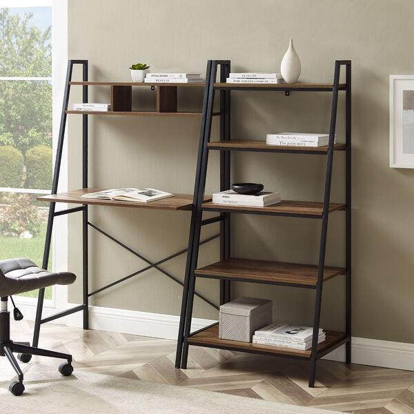 Rayna Rustic Oak Two-Piece Desk and Bookshelf Set, image 2