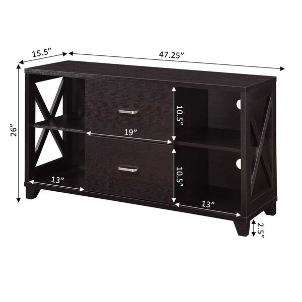 Brown Deluxe Two Drawer TV Stand with Shelve, image 3