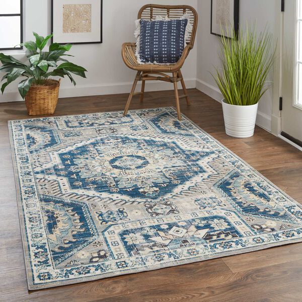 Nolan Blue Ivory Rectangular 7 Ft. 9 In. x 10 Ft. 6 In. Area Rug, image 2
