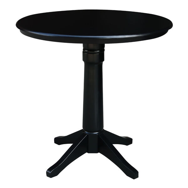 Black 36-Inch Round Pedestal Gathering Height Table with Two Counter Stool, Three-Piece, image 3