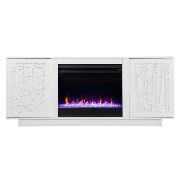 Delgrave White Color Changing Electric Fireplace with Media Storage, image 4