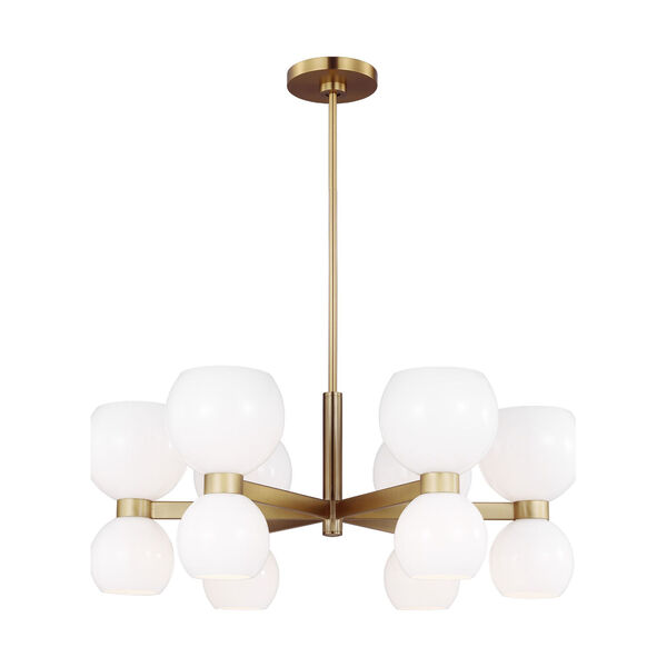 Londyn Burnished Brass 12-Light Chandelier with Milk White Shade, image 4