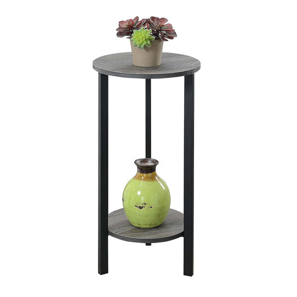 Weathered Gray and Black 15-Inch Plant Stand, image 2