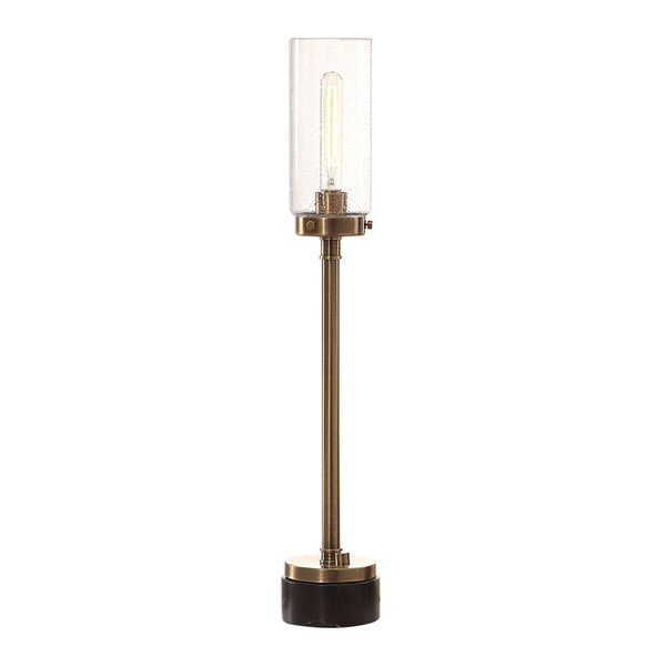 Selane Antique Brass One-Light Glass Hurricane Table Lamp, image 1