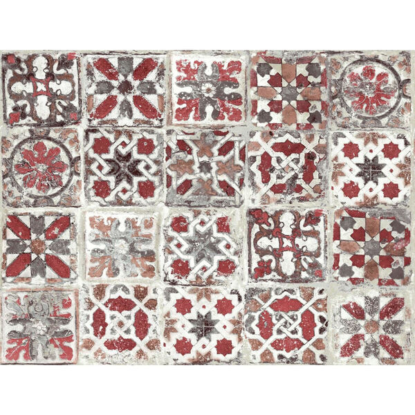 Stonecraft Encaustic Red Tile Peel and Stick Wallpaper, image 2