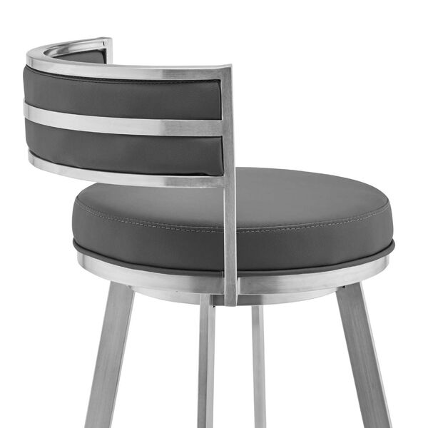 Roman Brushed Stainless Steel Gray Counter Stool, image 6