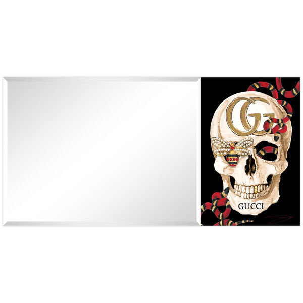 GG Skull Black 24 x 48-Inch Rectangle Beveled Wall Mirror, image 4