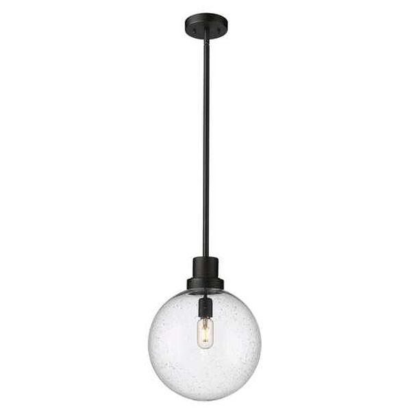 Laurent Black 12-Inch One-Light Outdoor Pendant with Clear Seedy Glass Shade, image 5