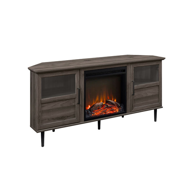 Owen Slate Gray Angled-Side Fireplace Corner TV Stand, image 5