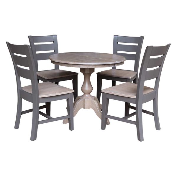 Parawood III Washed Gray Clay Taupe 36-Inch  Round Extension Dining Table with Four Chairs, image 1