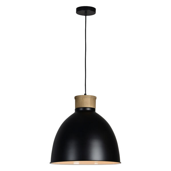Buford Natural Wood and Black One-Light Pendant, image 1
