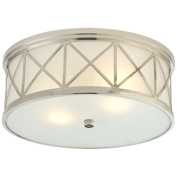 Montpelier Large Flush Mount in Polished Nickel with Frosted Glass by Suzanne Kasler, image 1