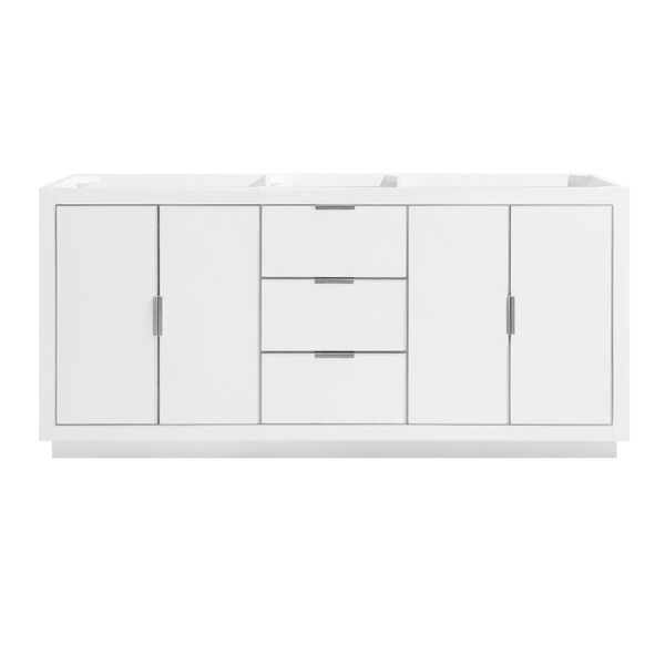 White 72-Inch Bath Vanity Cabinet with Silver Trim, image 1
