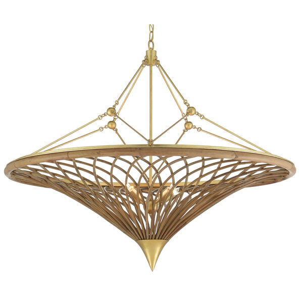 Gaborone Natural and Contemporary Gold Four-Light Chandelier, image 1