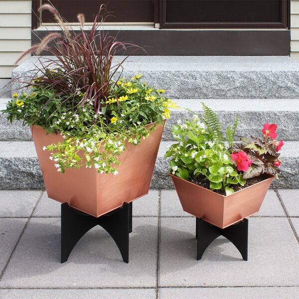 Zaha I Copper Plated Planter with Flower Box, image 13