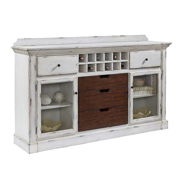 Gray Distressed Sideboard with Storage and Usb, image 2