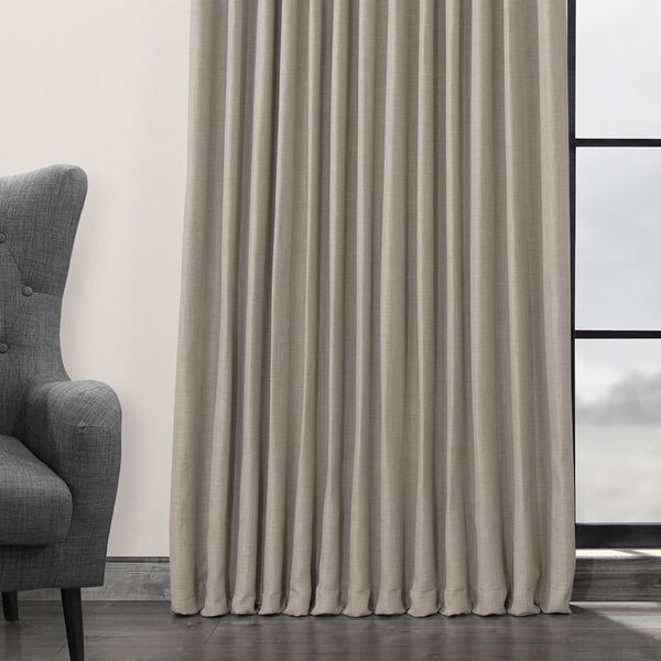 Beige Faux Linen Extra Wide Blackout Curtain Single Panel, image 5