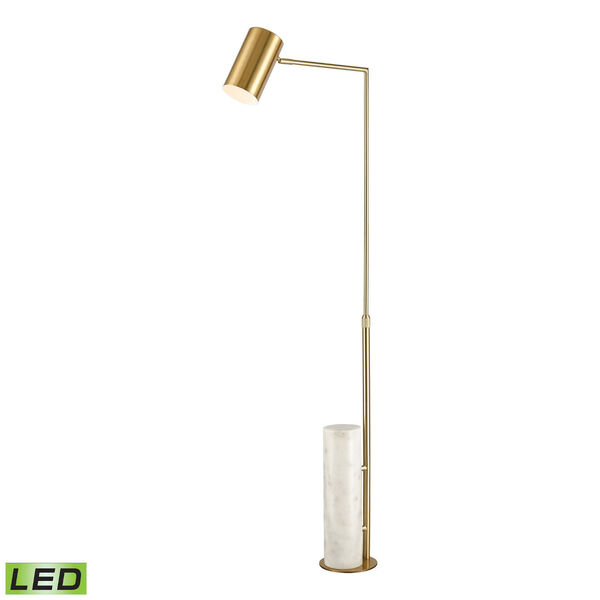 Dien Honey Brass and White Marble One-Light Adjustable Floor Lamp, image 1