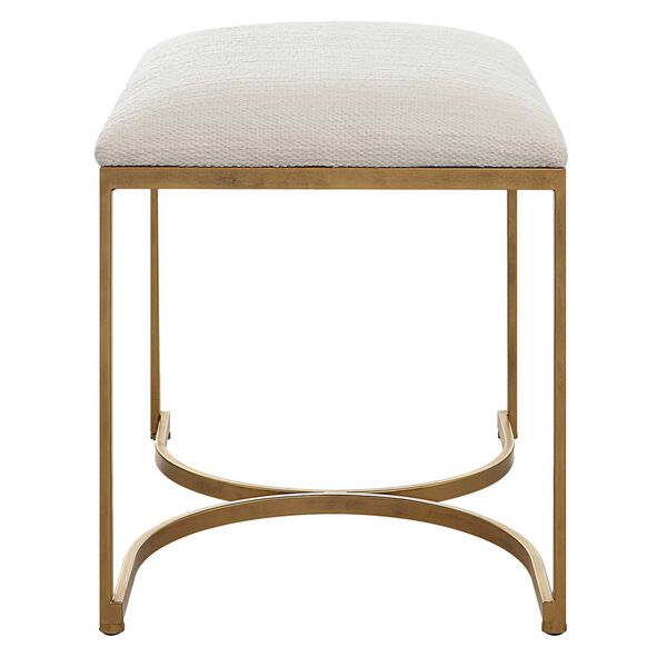 Whittier Brushed Brass and Crisp White Half Circle Accent Bench, image 3