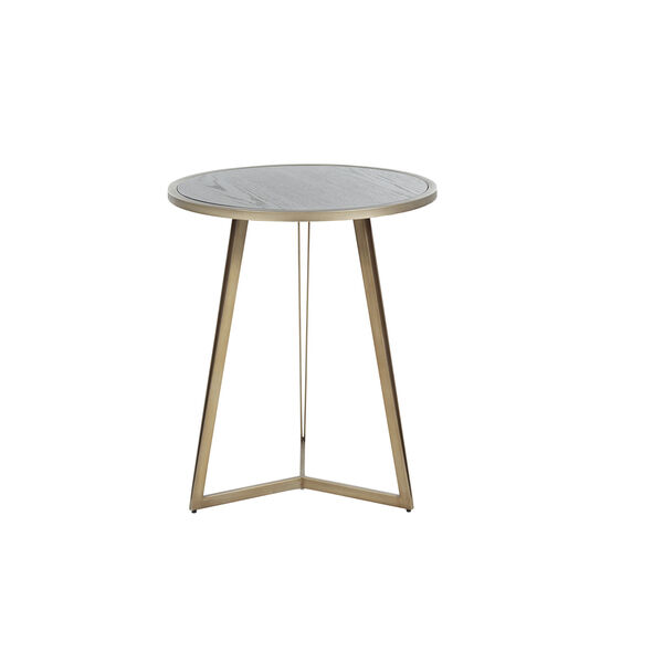 Caswell Dark Gray Cerused Oak And Light Bronze Gold End Table, image 3