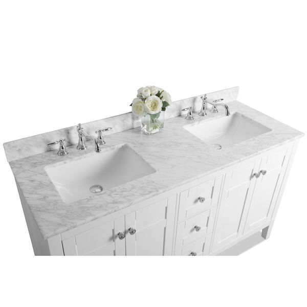 Maili White 60-Inch Vanity Console with Mirror and Gold Hardware, image 9