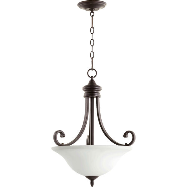 Bryant Oiled Bronze with Satin Opal Glass 18-Inch Three-Light Pendant, image 1