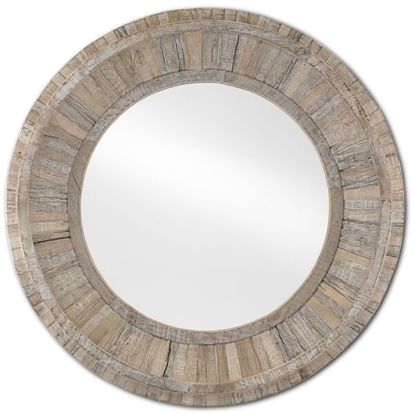Kanor Whitewash Round Wall Mirror, image 1