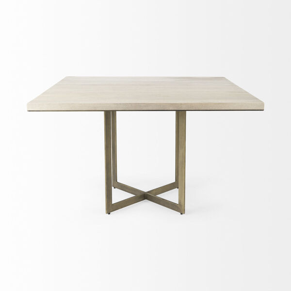 Faye I Light Brown and Gold X-Shaped Square Dining Table, image 2
