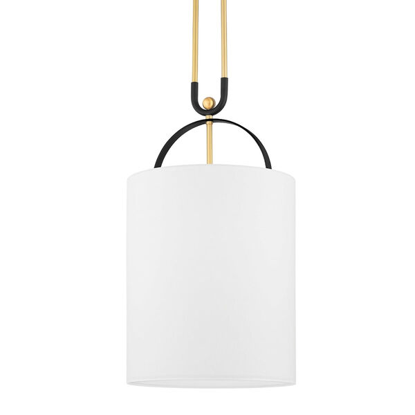 Campbell Hall Aged Brass and Black Brass One-Light Pendant, image 1