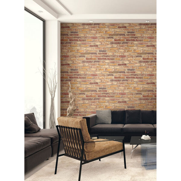 NextWall Faux Rustic Red Brick Peel and Stick Wallpaper, image 1