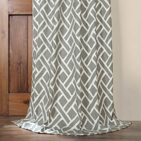 Martinique Grey 96 in. x 50 in. Printed Cotton Curtain Panel, image 5