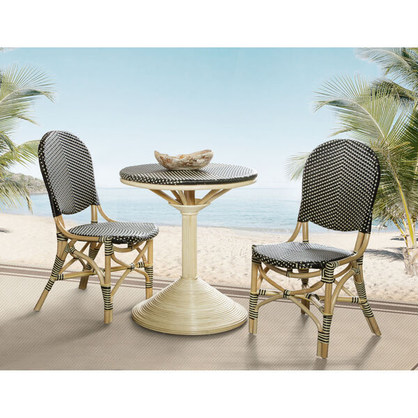 French Bistro Black and Beige Rattan Dining Chair Set of Two, image 2