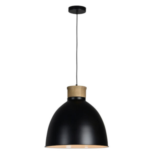 Essex Natural Wood and Black One-Light Pendant, image 1