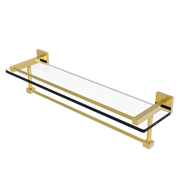 Montero Polished Brass 22-Inch Glass Shelf with Towel Bar, image 1