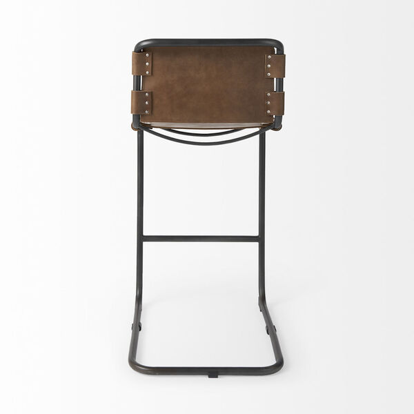 Berbick Medium Brown Leather Seat Bar Height Stool, image 4