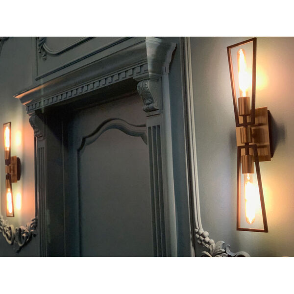 Wings Black and Satin Brass Two-Light Wall Sconce, image 2