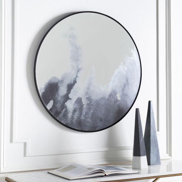 Smoke and Mirrors Gray, White and Black Wall Mirror, image 1