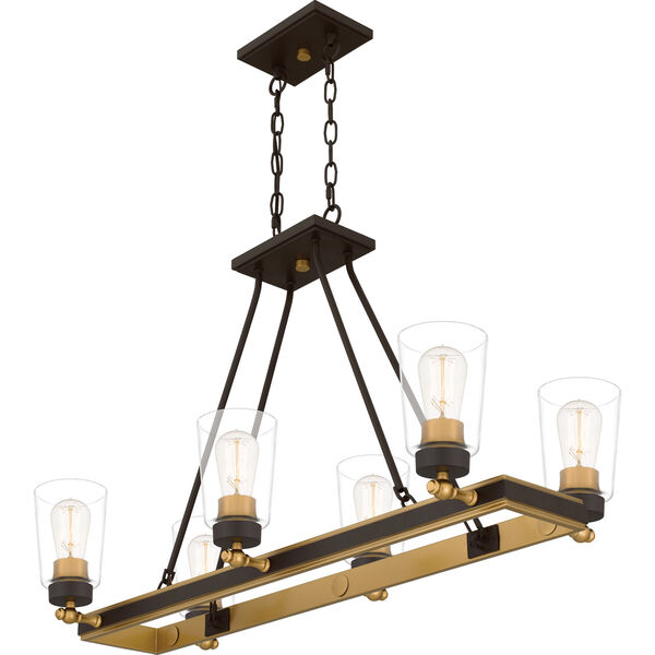 Atwood Old Bronze and Brass Six-Light Island Chandelier, image 5
