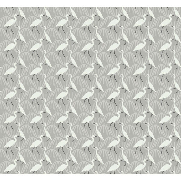 Small Prints Resource Library Gray Two-Inch Evening Egret Wallpaper - SAMPLE SWATCH ONLY, image 1