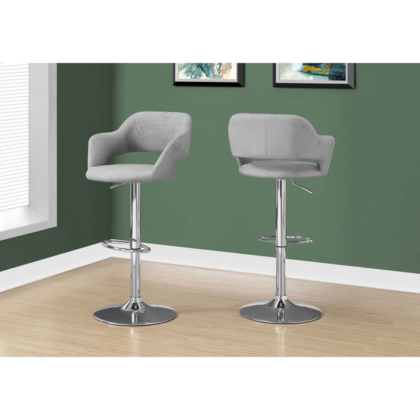 Gray and Chrome 36-Inch Hydraulic Lift Bar Stool, image 2
