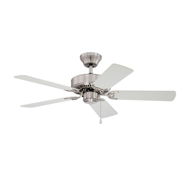 Builders Choice 42-Inch Satin Nickel with Reversible Silver and White Blades Ceiling Fan, image 2