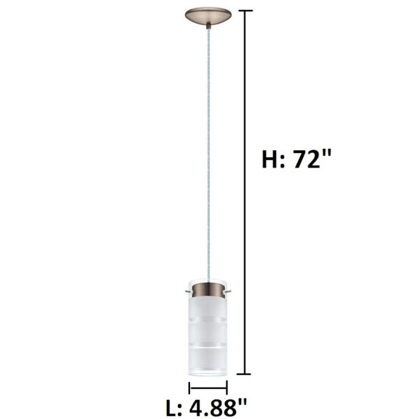 Olvero Satin Nickel LED Mini Pendant with Frosted and Clear Glass Shade, image 2
