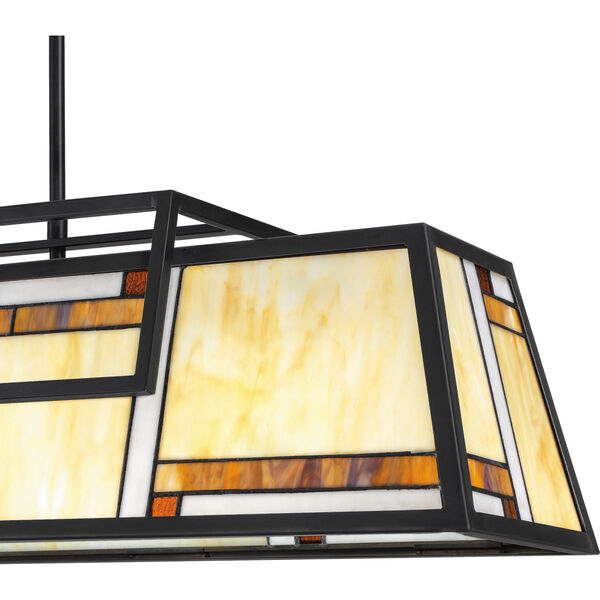Atwater Matte Black Four-Light Island Chandelier with Tiffany Glass, image 4
