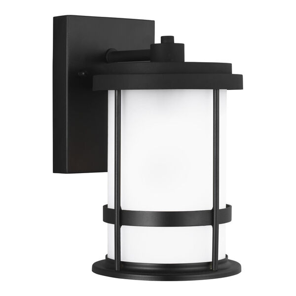 Wilburn Black One-Light Outdoor Small Wall Sconce with Satin Etched Shade, image 2