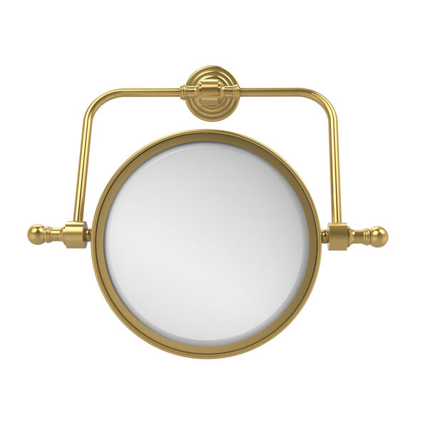 Retro Wave Collection Wall Mounted Swivel Make-Up Mirror 8 Inch Diameter with 2X Magnification, Polished Brass, image 1