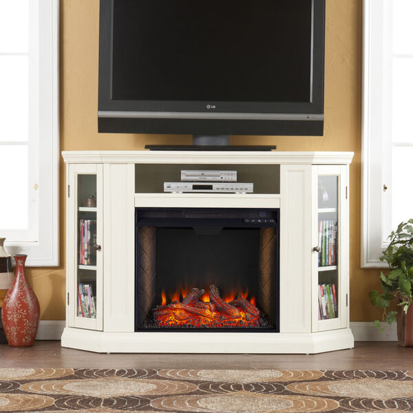 Claremont Ivory Smart Electric Fireplace with Storage, image 1