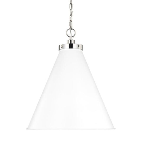 Wellfleet Matte White and Silver 20-Inch One-Light Pendant, image 4