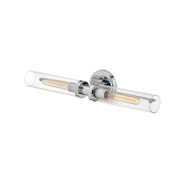 Vaughn Chrome Two-Light Bath Bar With Clear Glass, image 6