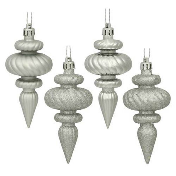 Silver 4 Finish Finial Ornament 100mm, image 1