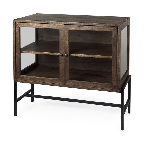 Arelius Brown and Black Two Door Cabinet, image 1